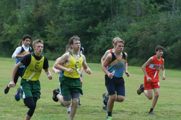 Jared and Pete compete in the Varsity Boys race