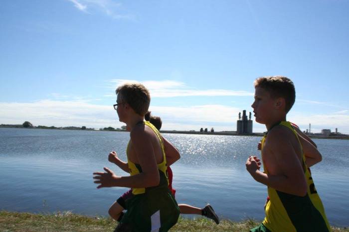 Chandler and Evan working around the reservoir