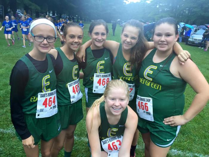 The Middle School Girls getting pumped up for the race