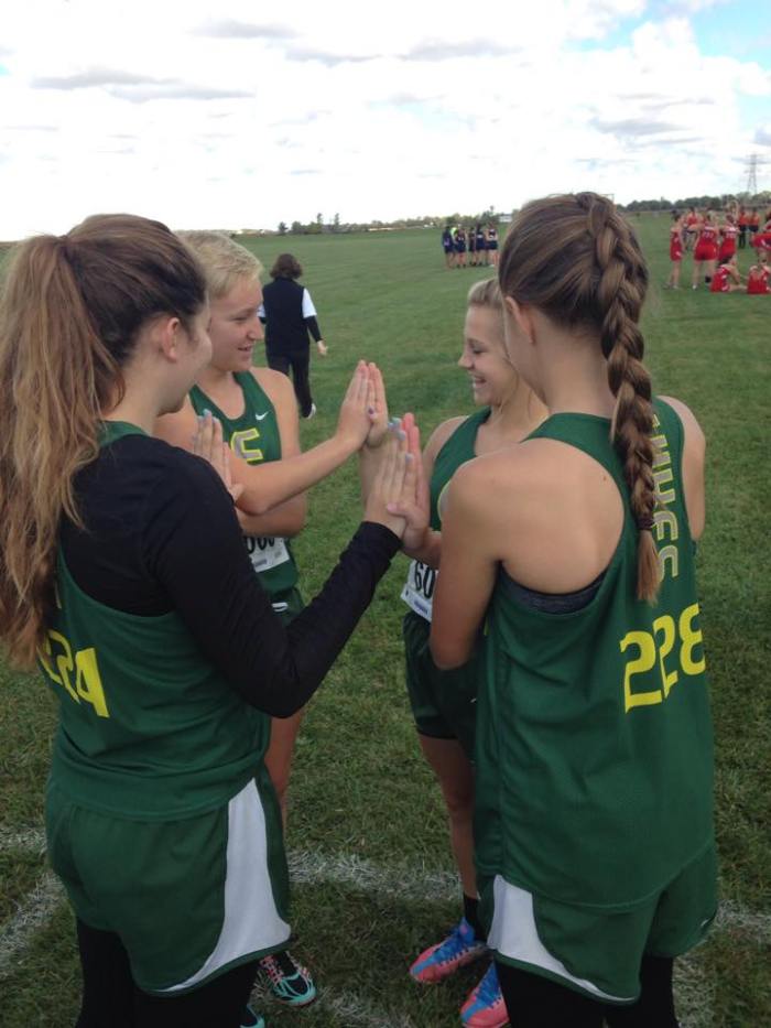 Viking girls at the starting line, getting pumped for their race